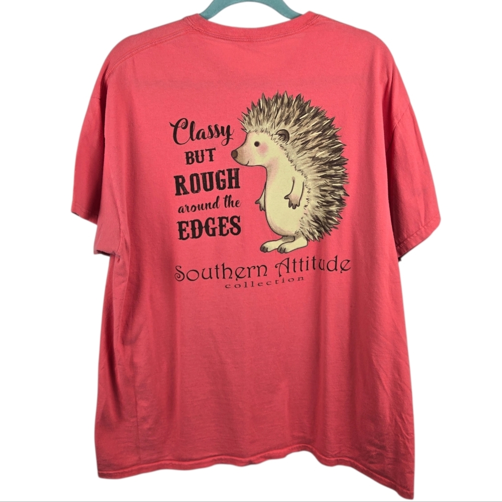Southern Attitude Classy Hedgehog GraphicTee Pink Size XL